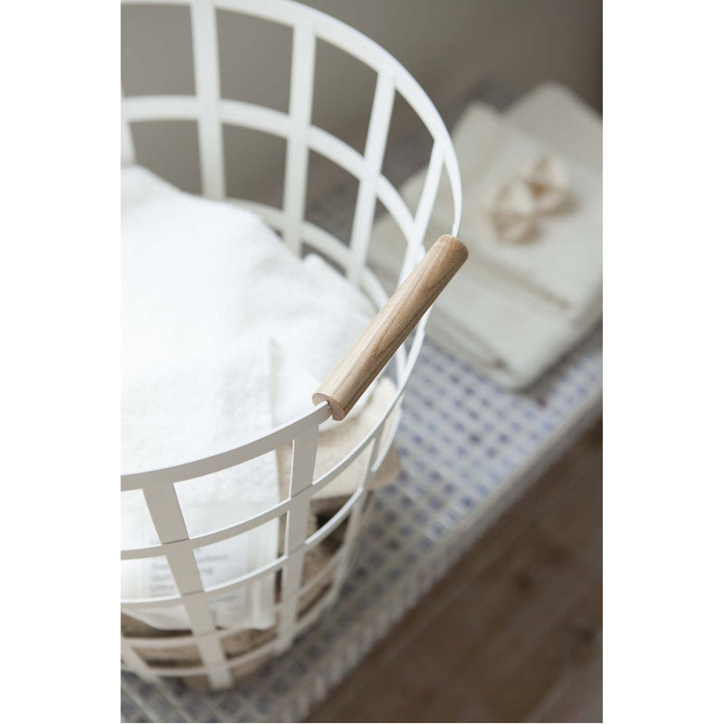 media image for Tosca Round Laundry Basket - White Steel by Yamazaki 218
