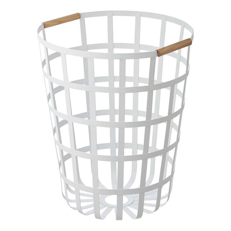media image for Tosca Round Laundry Basket - White Steel by Yamazaki 217