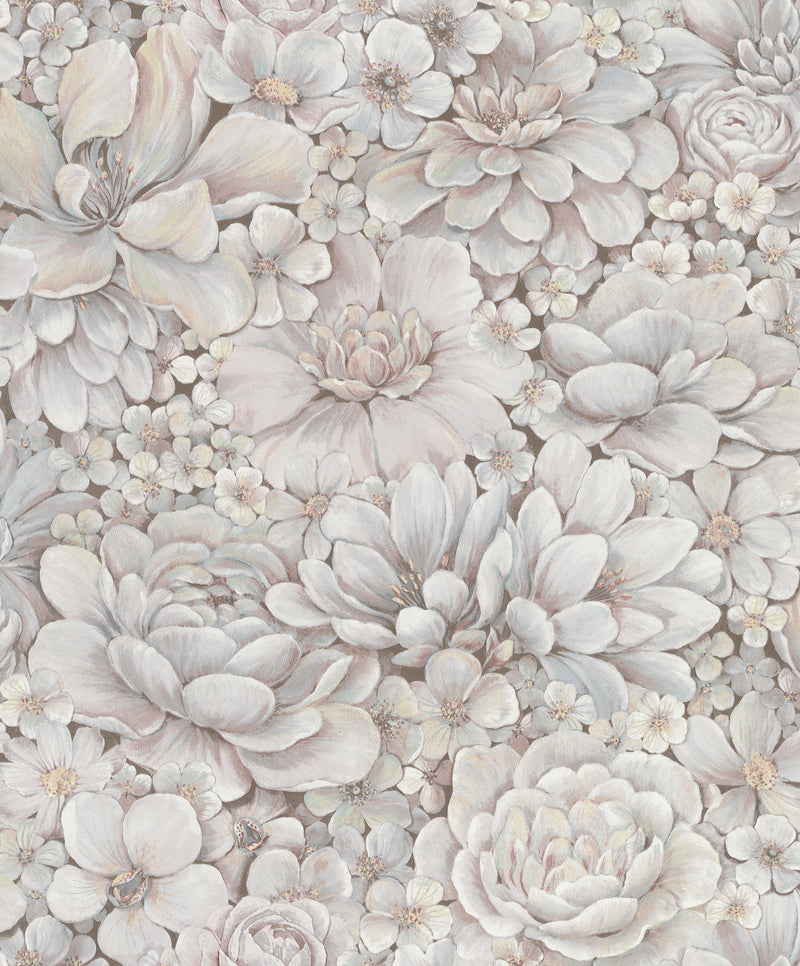 media image for Floral Texture Pink/Grey Wallpaper from Eden Collection by Galerie Wallcoverings 240