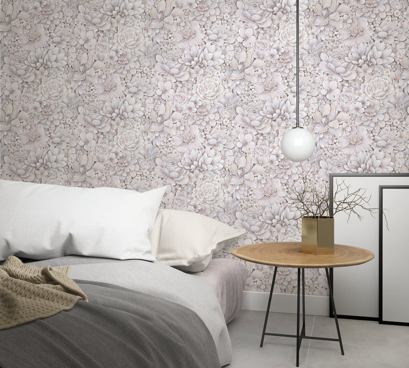 media image for Floral Texture Pink/Grey Wallpaper from Eden Collection by Galerie Wallcoverings 223