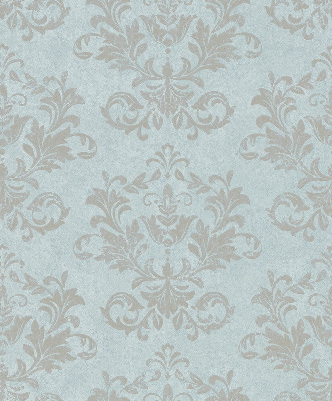 media image for Damask Wallpaper in Green/Grey 291