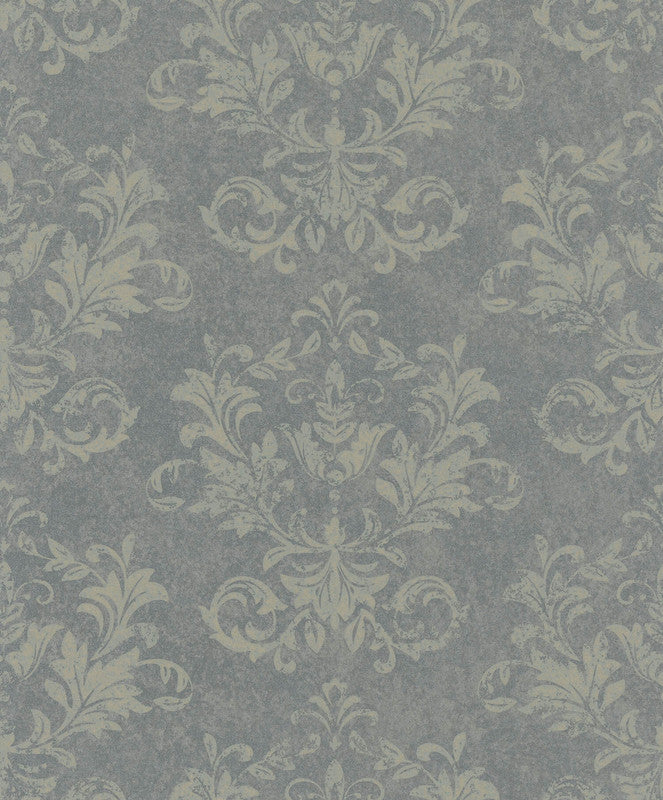 Shop Damask Wallpaper in Grey/Gold Burke Decor