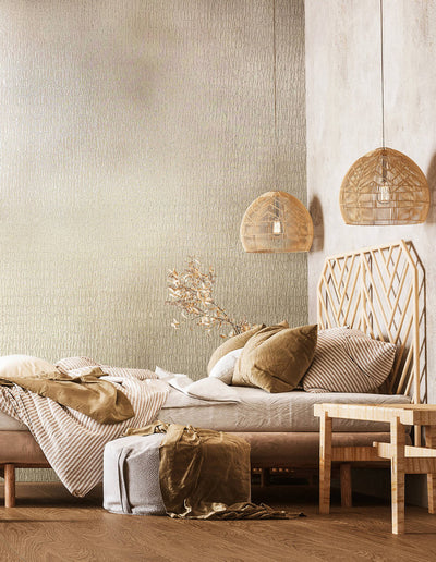 product image for Ruche Silk Wallpaper in Soft Beige 6
