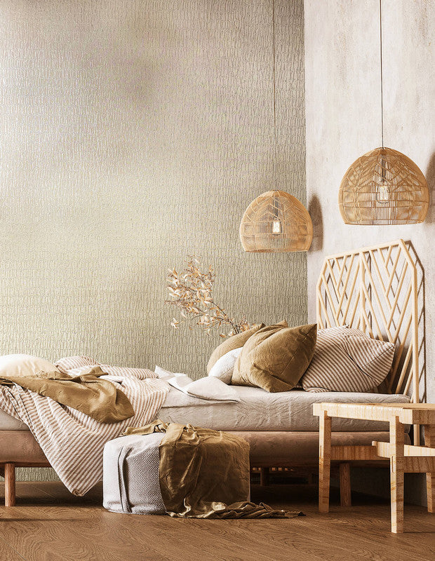 media image for Ruche Silk Wallpaper in Soft Beige 260