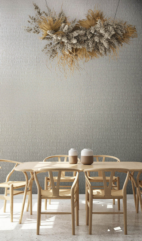 media image for Ruche Silk Wallpaper in Cream/Grey 236