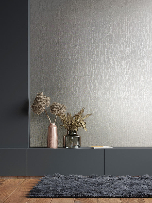media image for Ruche Silk Wallpaper in Cream/Grey 218