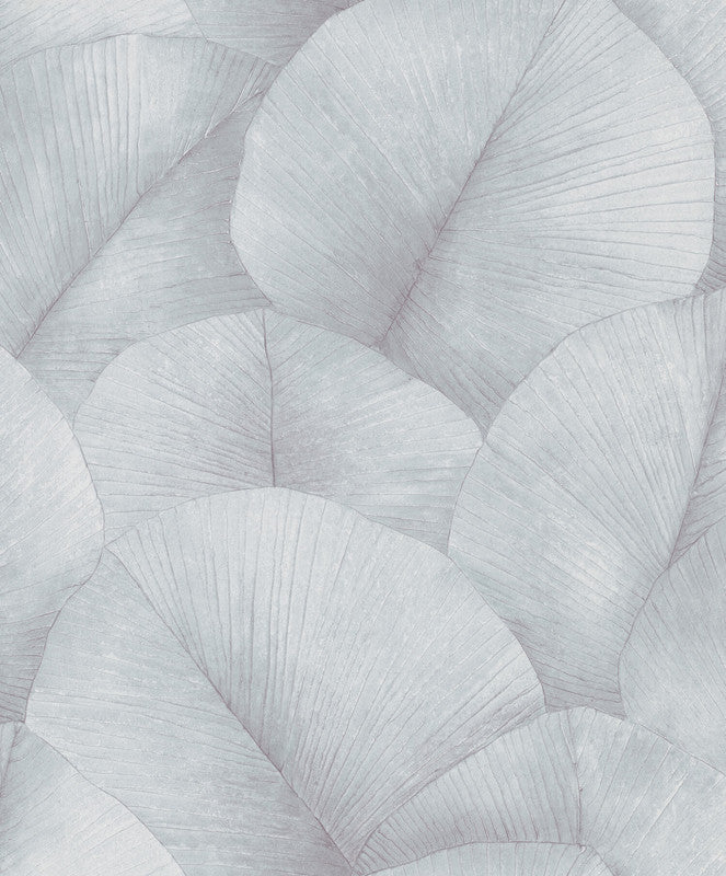 media image for Sample Palm Leaf Wallpaper in Grey/Blue 214