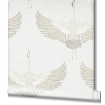 product image for Stork Wallpaper in White/Beige 7