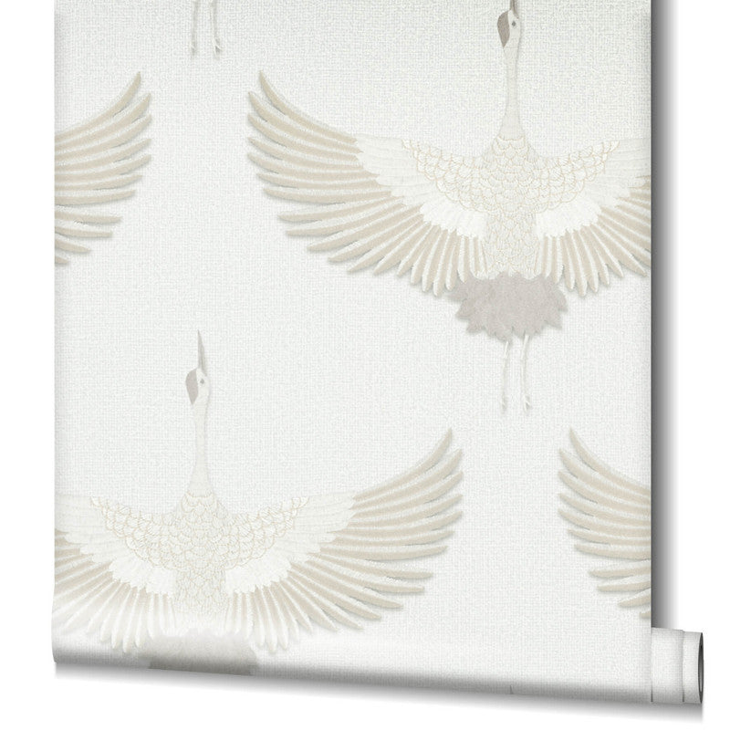 media image for Stork Wallpaper in White/Beige 238
