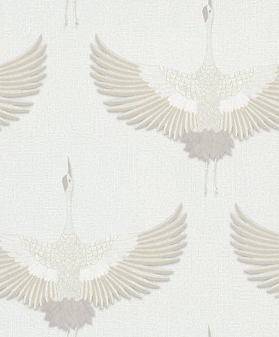 product image for Stork Wallpaper in White/Beige 3