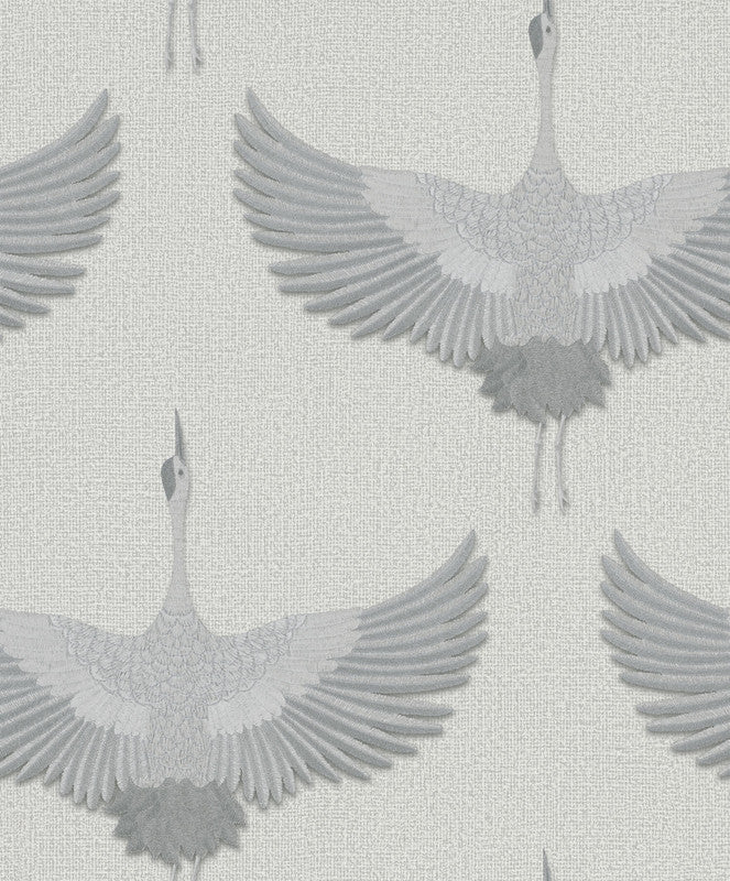 media image for Sample Stork Wallpaper in Grey/White 254