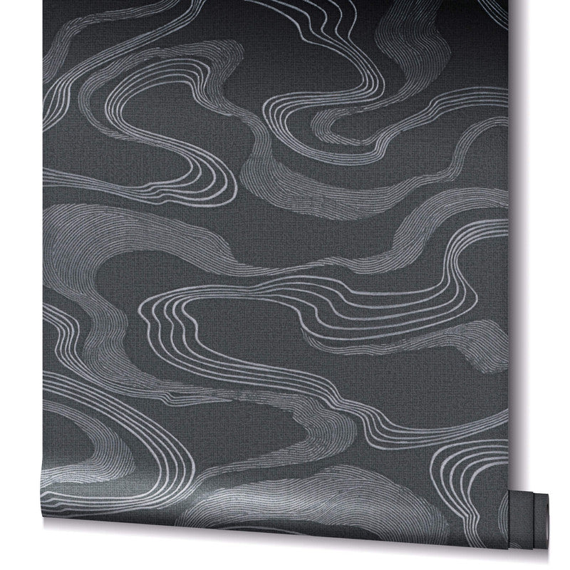 media image for Flow Wallpaper in Black/Grey 29