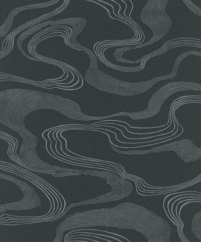 product image for Flow Wallpaper in Black/Grey 52