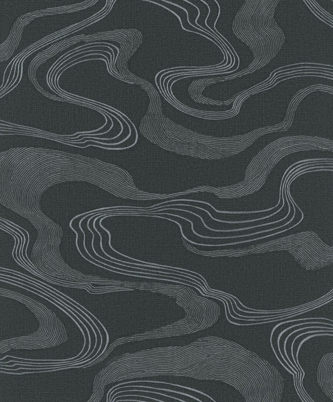 media image for Flow Wallpaper in Black/Grey 236