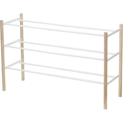 product image for Plain 3-Tier Expandable Shoe Rack - Wood and Steel by Yamazaki 54