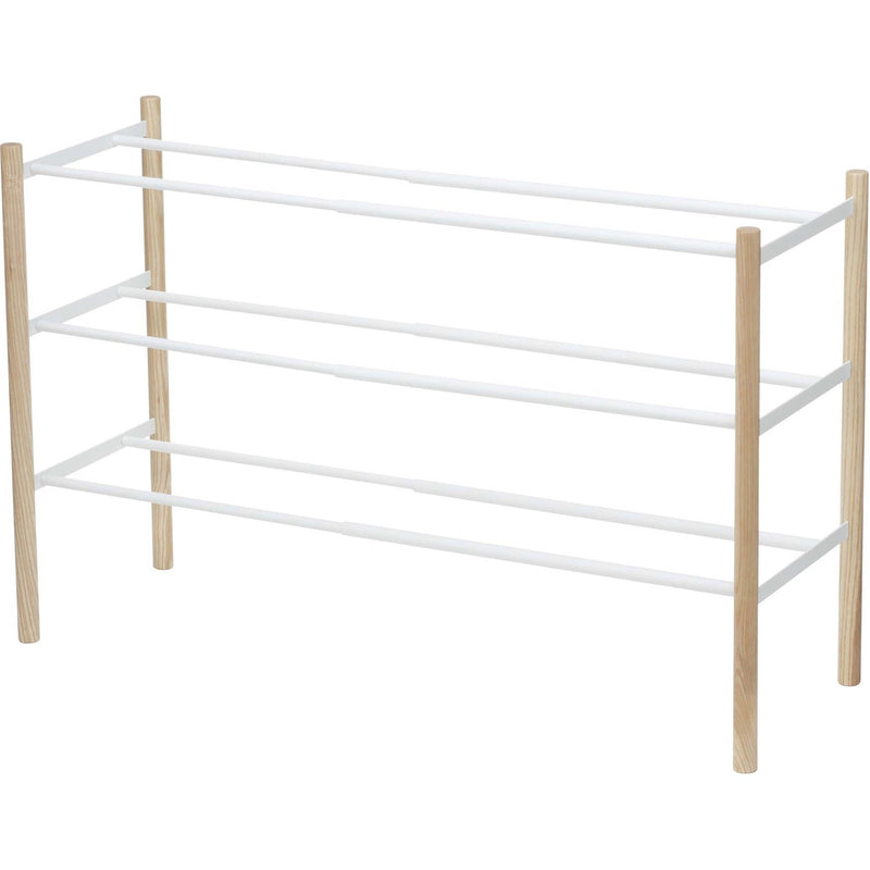 media image for Plain 3-Tier Expandable Shoe Rack - Wood and Steel by Yamazaki 254