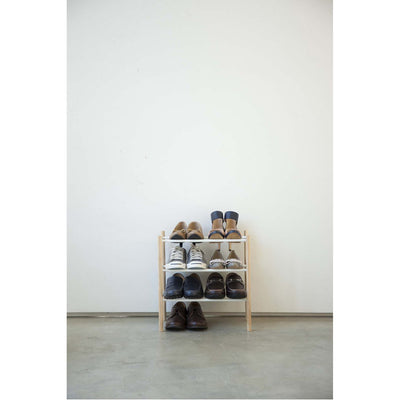 product image for Plain 3-Tier Expandable Shoe Rack - Wood and Steel by Yamazaki 81