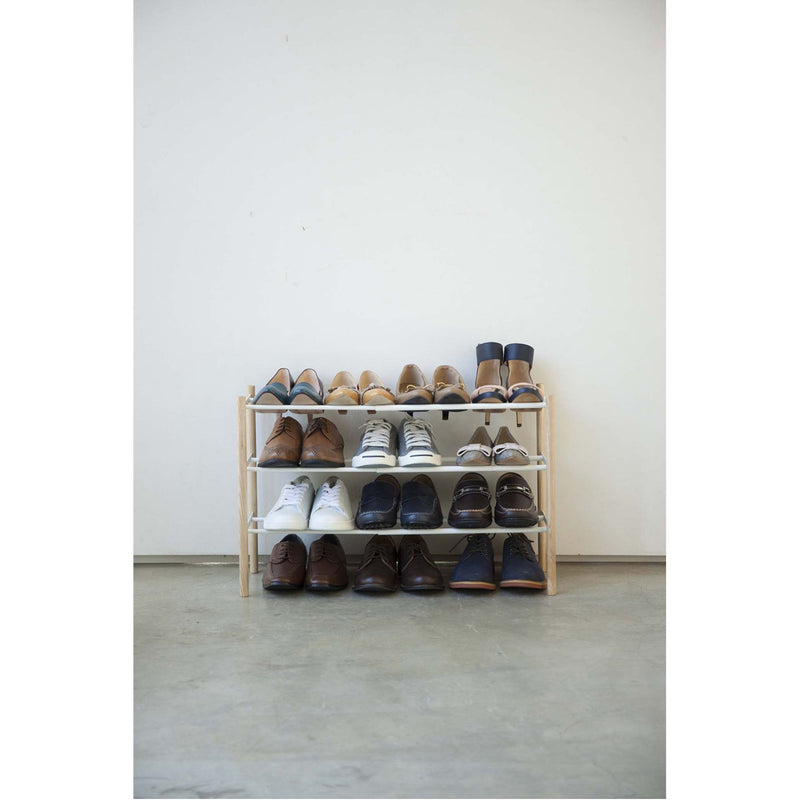 media image for Plain 3-Tier Expandable Shoe Rack - Wood and Steel by Yamazaki 296