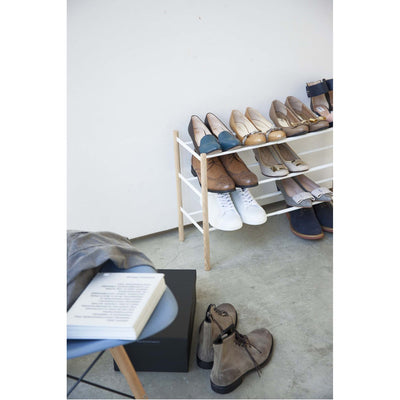 product image for Plain 3-Tier Expandable Shoe Rack - Wood and Steel by Yamazaki 66