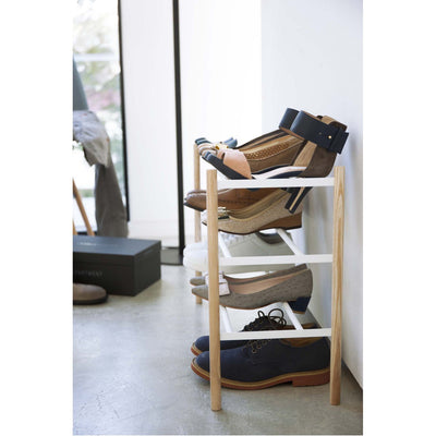 product image for Plain 3-Tier Expandable Shoe Rack - Wood and Steel by Yamazaki 47