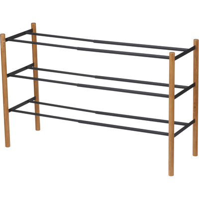 product image for Plain 3-Tier Expandable Shoe Rack - Wood and Steel by Yamazaki 79