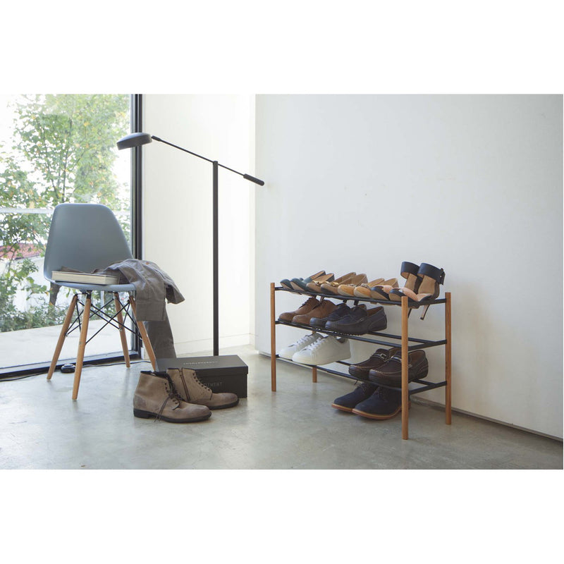 media image for Plain 3-Tier Expandable Shoe Rack - Wood and Steel by Yamazaki 274
