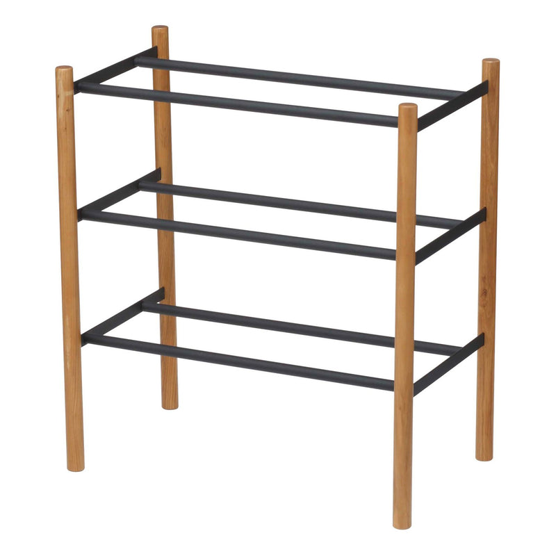 media image for Plain 3-Tier Expandable Shoe Rack - Wood and Steel by Yamazaki 249