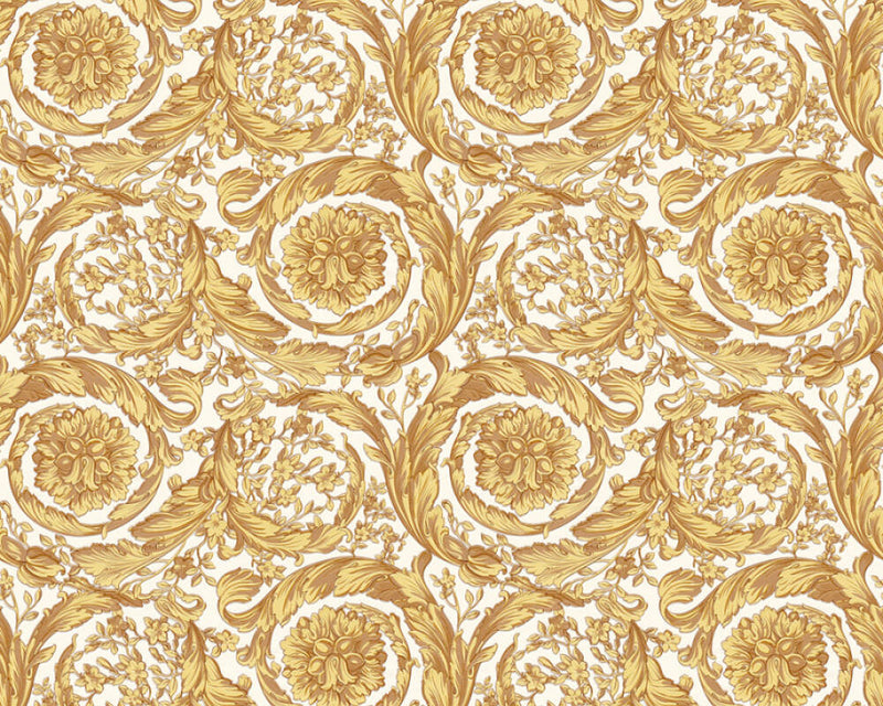 media image for Baroque Textured Damask Wallpaper in Browns/Metallic from the Versace IV Collection 287