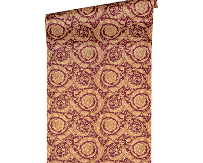product image for Baroque Textured Damask Wallpaper in Red/Beige from the Versace IV Collection 37