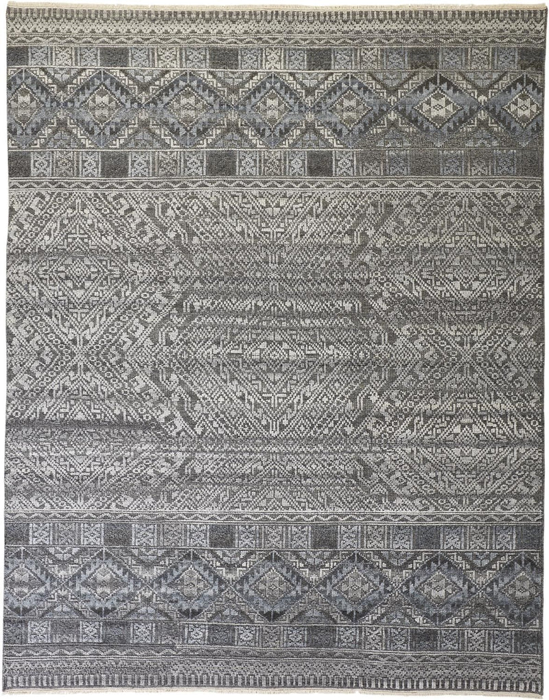 media image for Eckhart Hand Knotted Gray and Blue Rug by BD Fine Flatshot Image 1 248