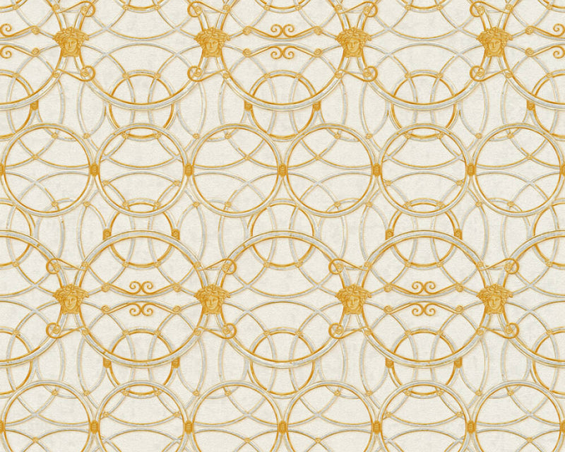 media image for Modern Geometric Textured Wallpaper in Cream/Gold from the Versace IV Collection 229