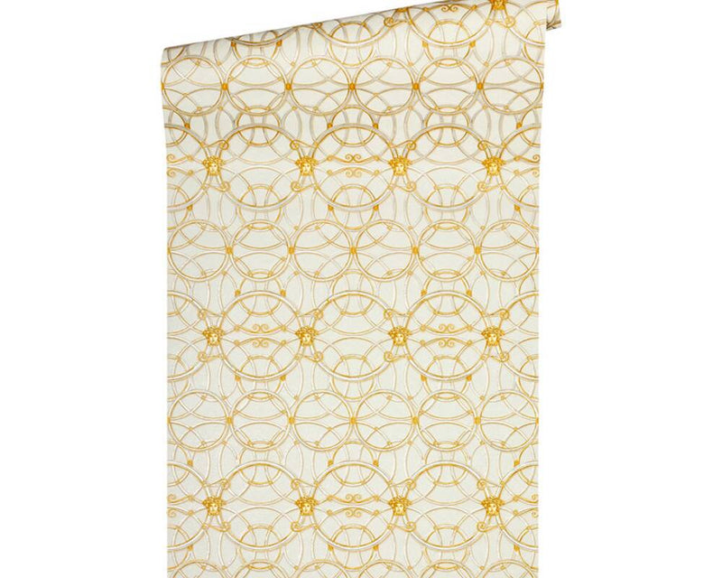 media image for Modern Geometric Textured Wallpaper in Cream/Gold from the Versace IV Collection 272