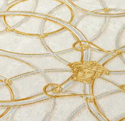 product image for Modern Geometric Textured Wallpaper in Cream/Gold from the Versace IV Collection 12