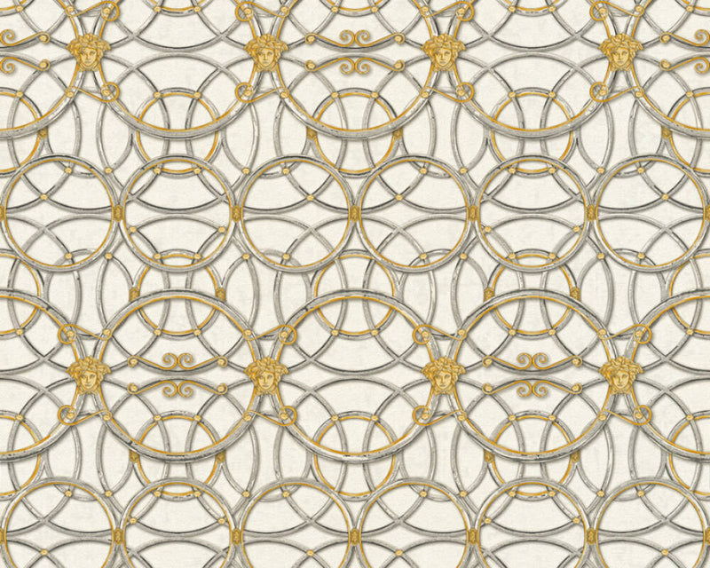 media image for Modern Geometric Textured Wallpaper in Grey/Ivory/Gold from the Versace IV Collection 277