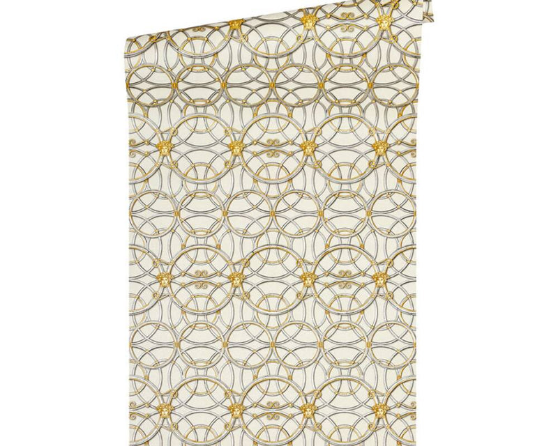 media image for Modern Geometric Textured Wallpaper in Grey/Ivory/Gold from the Versace IV Collection 217