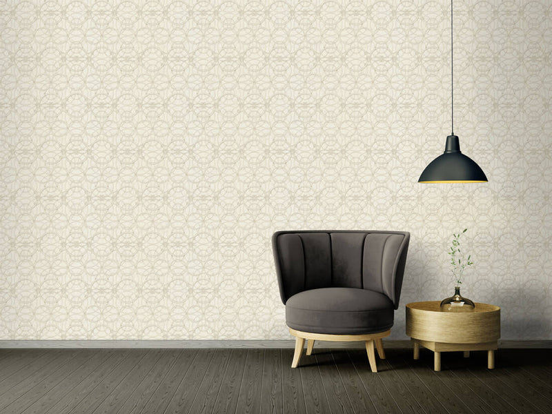 media image for Modern Geometric Textured Wallpaper in Ivory/Metallic from the Versace IV Collection 257
