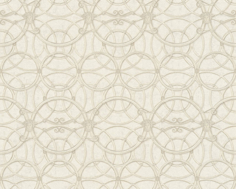 media image for Modern Geometric Textured Wallpaper in Ivory/Metallic from the Versace IV Collection 270