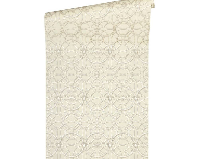 media image for Modern Geometric Textured Wallpaper in Ivory/Metallic from the Versace IV Collection 22