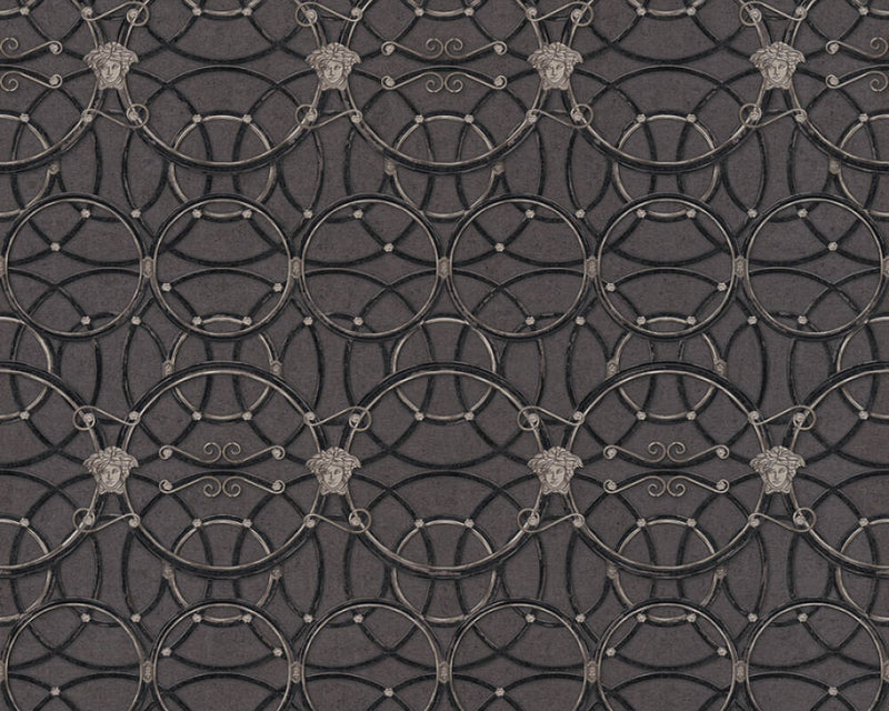 media image for Modern Geometric Textured Wallpaper in Black/Silver from the Versace IV Collection 254