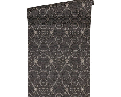 product image for Modern Geometric Textured Wallpaper in Black/Silver from the Versace IV Collection 60