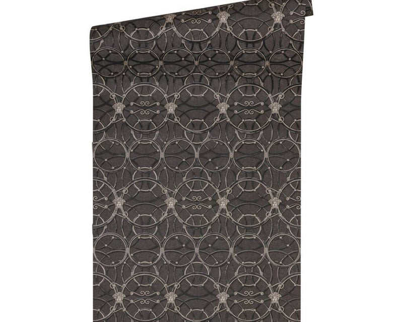 media image for Modern Geometric Textured Wallpaper in Black/Silver from the Versace IV Collection 260