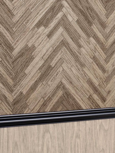 product image for Cottage Wood Textured Wallpaper in Brown/Beige from the Versace IV Collection 28