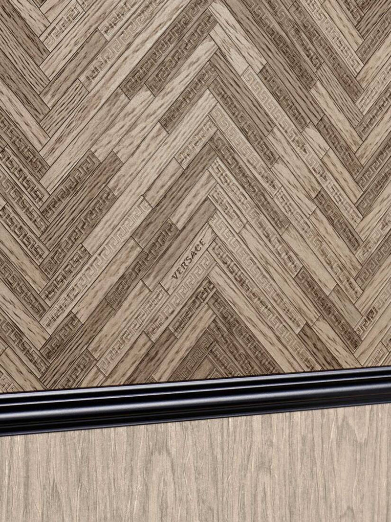 media image for Cottage Wood Textured Wallpaper in Brown/Beige from the Versace IV Collection 285