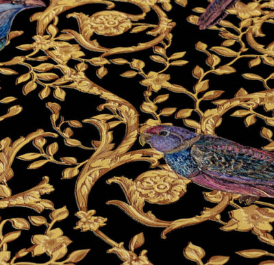 product image for Floral Bird Scrollwork Textured Wallpaper in Black/Gold from the Versace IV Collection 42