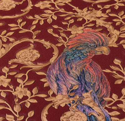 product image for Floral Bird Scrollwork Textured Wallpaper in Red/Gold from the Versace IV Collection 72