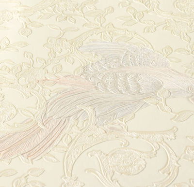 product image for Floral Bird Scrollwork Textured Wallpaper in Beige/Cream from the Versace IV Collection 54