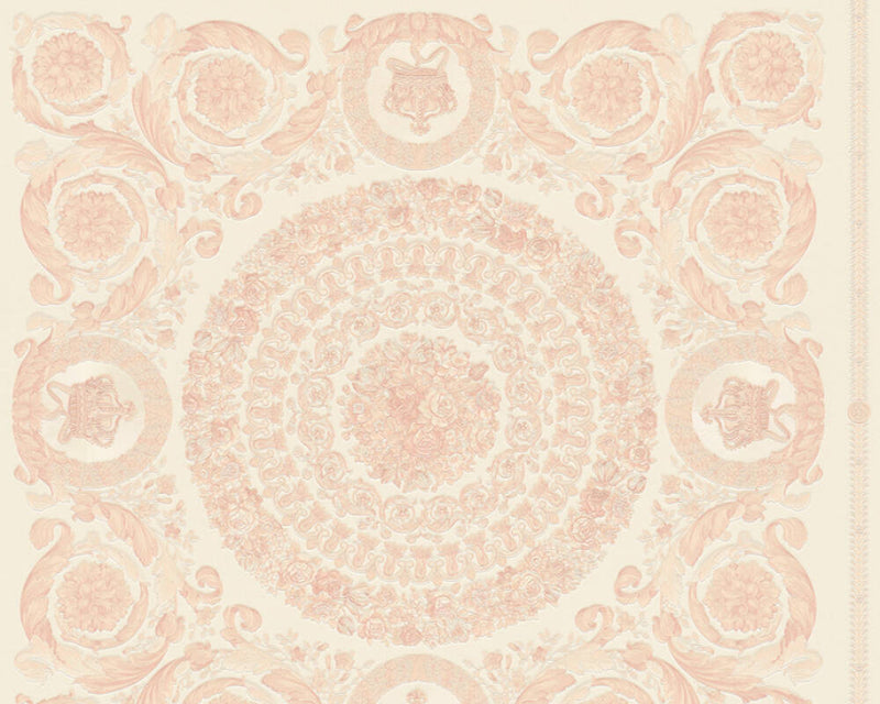 media image for Classical Tile Baroque Textured Wallpaper in Pink/Ivory from the Versace IV Collection 266