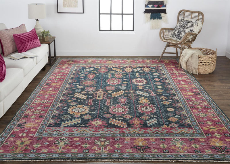 media image for Bashyr Hand Knotted Pink and Blue Rug by BD Fine Roomscene Image 1 297