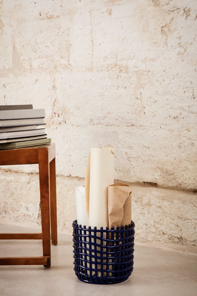 product image for Ceramic Basket - Blue in Various Sizes by Ferm Living 98