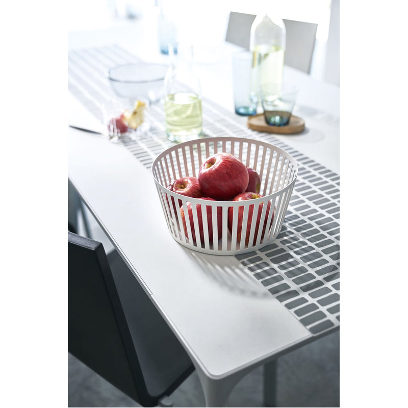 media image for Tower Striped Steel Fruit Basket - Tall by Yamazaki 240